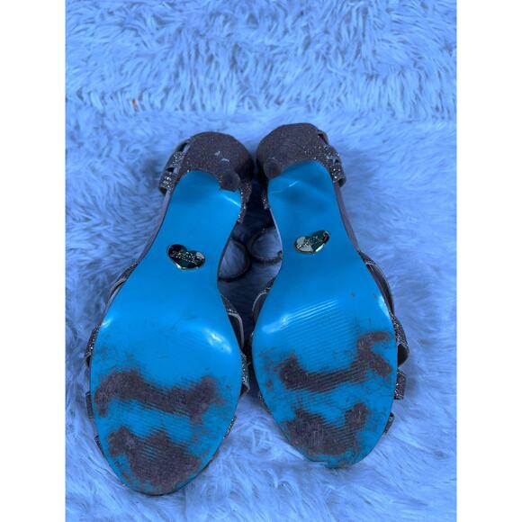 Betsey Johnson Shoes Womens Size 7 Rose Gold Glitter High Heel Sandals SB Tee - Picture 9 of 13